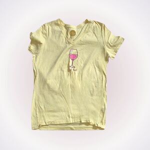 Life is Good Yellow Wine Glass T-Shirt | Sz S